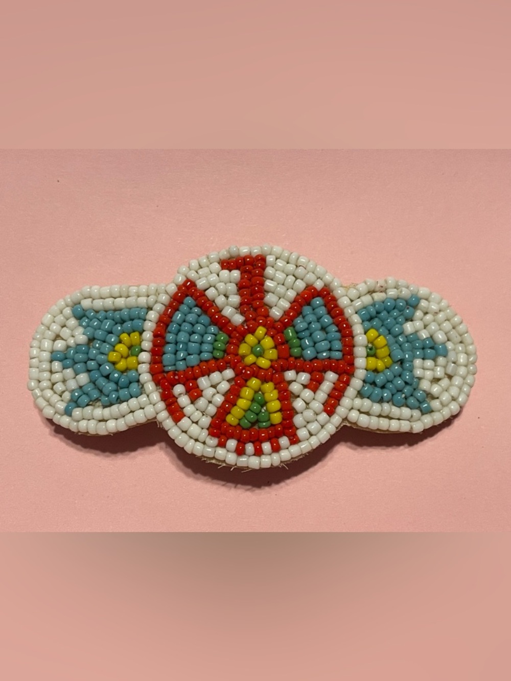 Vintage Native Thunderbird Beaded Barrette #7745